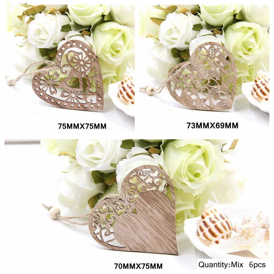 6PCS Vintage Christmas Wooden Pendant Hollow Canton Hanging Ornaments for Christmas Tree Decoration  DIY Wood Crafts Kids Toys