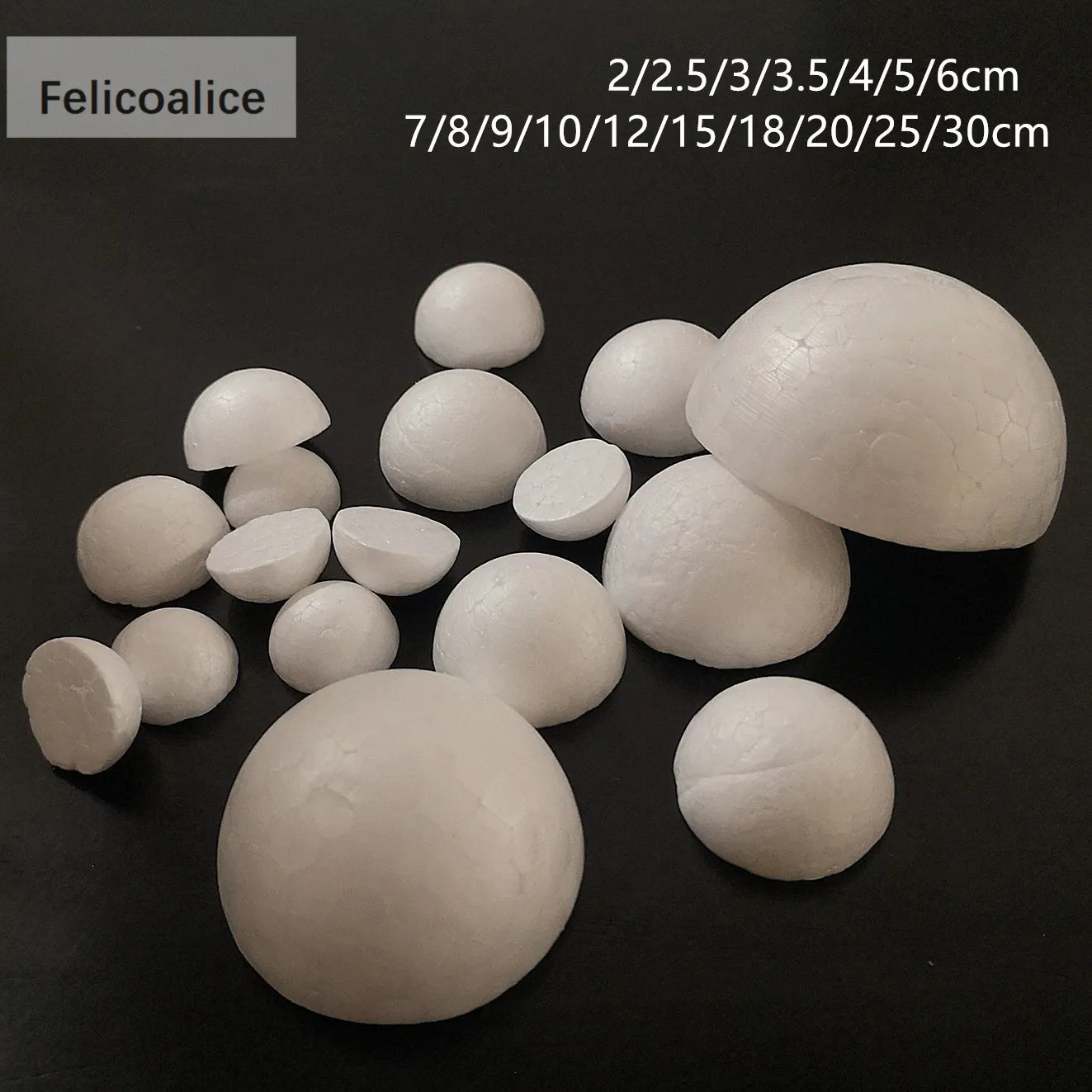 4/5/7/8/9/10/12/15/20/30cm Half Round Solid Polystyrene Styrofoam Foam Balls for DIY Christmas Kids Craft Painted