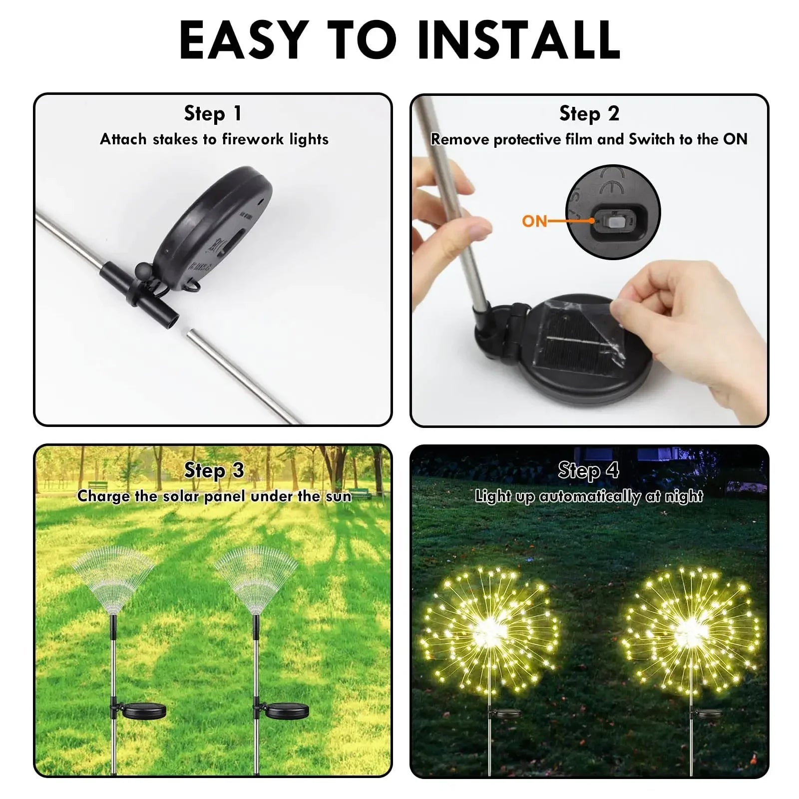 200LED Solar Firework Light Waterproof Outdoor 8 Lighting Modes Fairy String Light Christmas Lawn Lamp Garden Decoration 1~4pcs